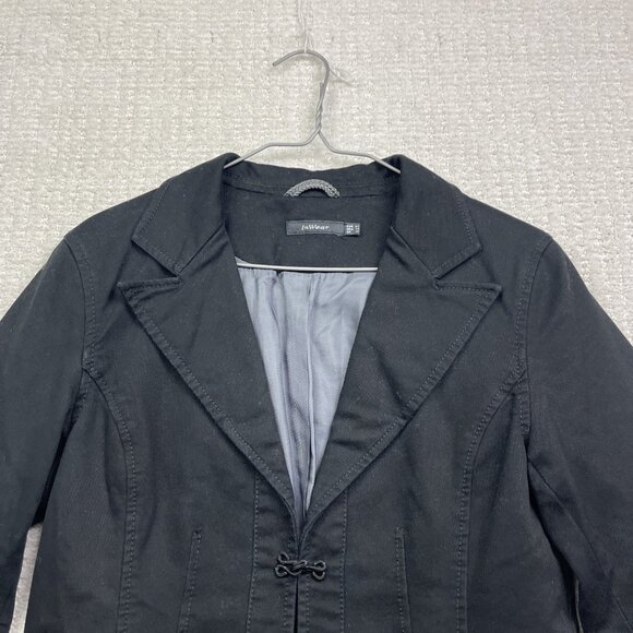 InWear Women's Two Button Blazer Black Boho Folk Cropped Floral Size 14 US - Picture 2 of 14